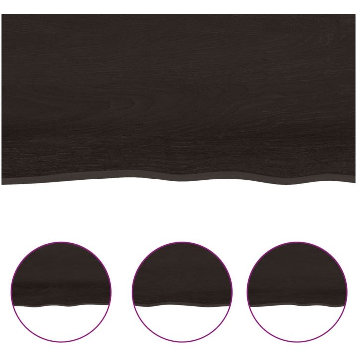 Bänkskiva badrum mörkbrun 100x50x(2-6) cm behandlat massivt trä vidaXL 100 x 50 x 6 cm – bild 5