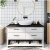 Bänkskiva badrum mörkbrun 100x60x(2-4) cm behandlat massivt trä vidaXL 100 x 60 x 4 cm – miniatyr 1
