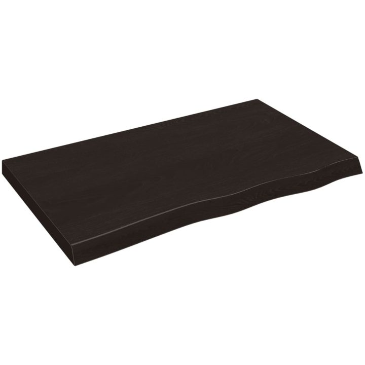 Bänkskiva badrum mörkbrun 100x60x(2-6) cm behandlat massivt trä vidaXL 100 x 60 x 6 cm – bild 2