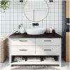 Bänkskiva badrum mörkbrun 100x60x(2-6) cm behandlat massivt trä vidaXL 100 x 60 x 6 cm – miniatyr 1