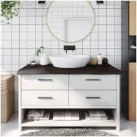 Bänkskiva badrum mörkbrun 100x60x(2-6) cm behandlat massivt trä vidaXL