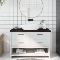 Bänkskiva badrum mörkbrun 120x40x(2-6) cm behandlat massivt trä vidaXL