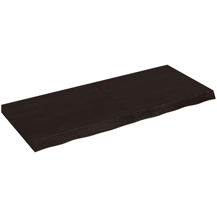 Bänkskiva badrum mörkbrun 120x50x(2-6) cm behandlat massivt trä vidaXL 120 x 50 x 6 cm – bild 2