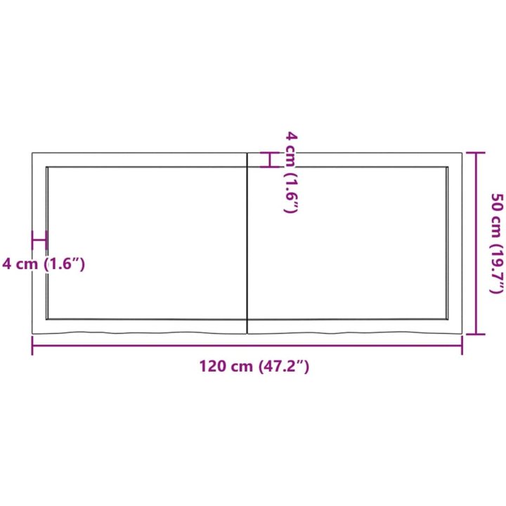 Bänkskiva badrum mörkbrun 120x50x(2-6) cm behandlat massivt trä vidaXL 120 x 50 x 6 cm – bild 10