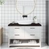 Bänkskiva badrum mörkbrun 120x50x(2-6) cm behandlat massivt trä vidaXL 120 x 50 x 6 cm – miniatyr 1