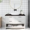 Bänkskiva badrum mörkbrun 120x60x(2-4) cm behandlat massivt trä vidaXL 120 x 60 x 4 cm – miniatyr 1