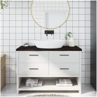 Bänkskiva badrum mörkbrun 120x60x(2-4) cm behandlat massivt trä vidaXL
