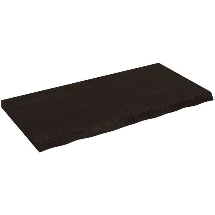 Bänkskiva badrum mörkbrun 120x60x(2-6) cm behandlat massivt trä vidaXL 120 x 60 x 6 cm – bild 2