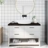 Bänkskiva badrum mörkbrun 120x60x(2-6) cm behandlat massivt trä vidaXL 120 x 60 x 6 cm – miniatyr 1