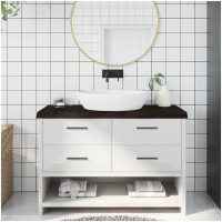 Bänkskiva badrum mörkbrun 120x60x(2-6) cm behandlat massivt trä vidaXL