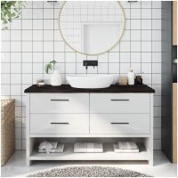 Bänkskiva badrum mörkbrun 140x50x(2-4) cm behandlat massivt trä vidaXL