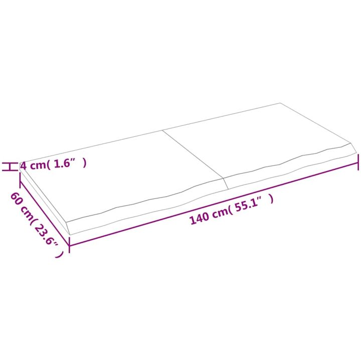 Bänkskiva badrum mörkbrun 140x60x(2-4) cm behandlat massivt trä vidaXL 140 x 60 x 4 cm – bild 10