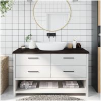 Bänkskiva badrum mörkbrun 140x60x(2-4) cm behandlat massivt trä vidaXL