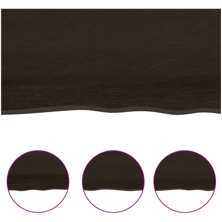 Bänkskiva badrum mörkbrun 140x60x(2-6) cm behandlat massivt trä vidaXL 140 x 60 x 6 cm – bild 6