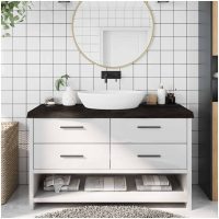 Bänkskiva badrum mörkbrun 140x60x(2-6) cm behandlat massivt trä vidaXL