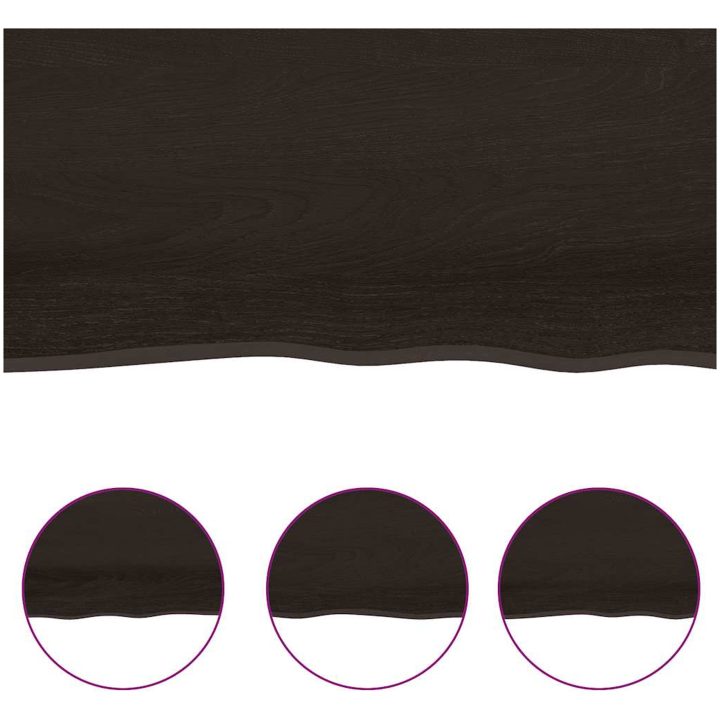 Bänkskiva badrum mörkbrun 160x60x(2-4) cm behandlat massivt trä vidaXL 160 x 60 x 4 cm – bild 6