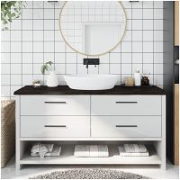 Bänkskiva badrum mörkbrun 160x60x(2-4) cm behandlat massivt trä vidaXL