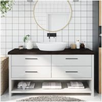 Bänkskiva badrum mörkbrun 160x60x(2-6) cm behandlat massivt trä vidaXL