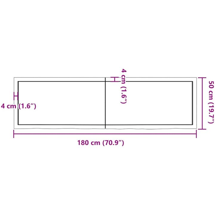 Bänkskiva badrum mörkbrun 180x50x(2-6) cm behandlat massivt trä vidaXL 180 x 50 x 6 cm – bild 11