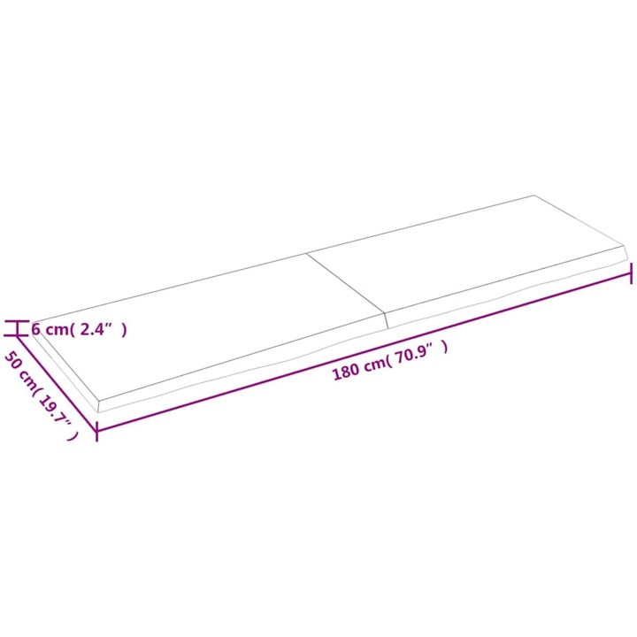 Bänkskiva badrum mörkbrun 180x50x(2-6) cm behandlat massivt trä vidaXL 180 x 50 x 6 cm – bild 10