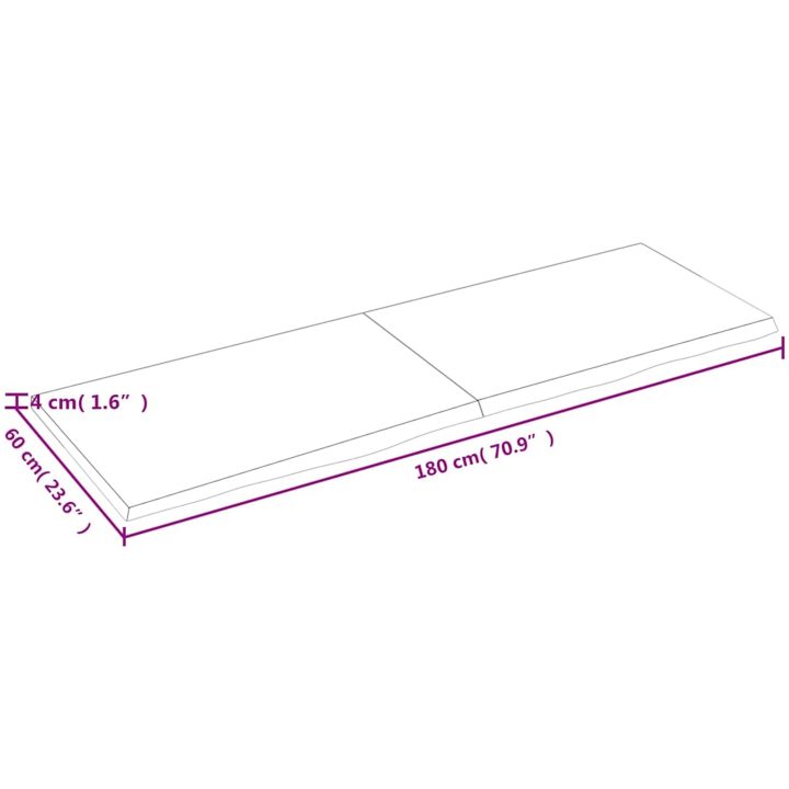 Bänkskiva badrum mörkbrun 180x60x(2-4) cm behandlat massivt trä vidaXL 180 x 60 x 4 cm – bild 10