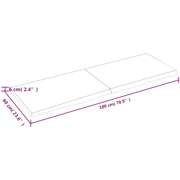 Bänkskiva badrum mörkbrun 180x60x(2-6) cm behandlat massivt trä vidaXL 180 x 60 x 6 cm – bild 10