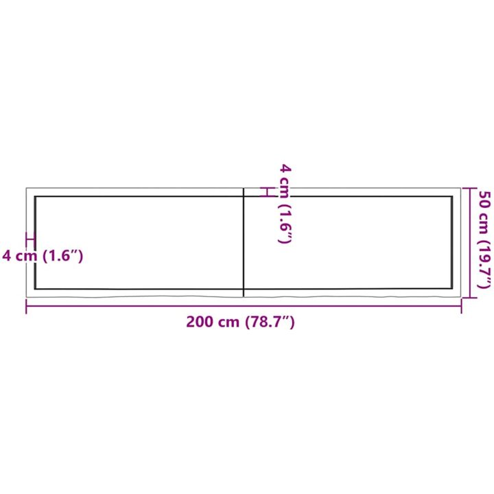 Bänkskiva badrum mörkbrun 200x50x(2-6) cm behandlat massivt trä vidaXL 200 x 50 x 6 cm – bild 11