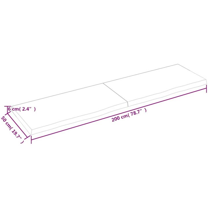 Bänkskiva badrum mörkbrun 200x50x(2-6) cm behandlat massivt trä vidaXL 200 x 50 x 6 cm – bild 10