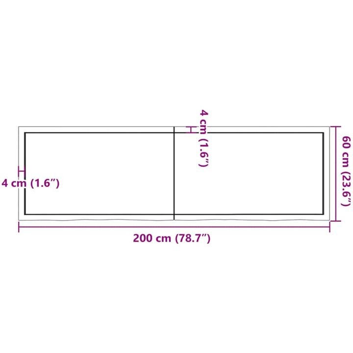 Bänkskiva badrum mörkbrun 200x60x(2-4) cm behandlat massivt trä vidaXL 200 x 60 x 4 cm – bild 11