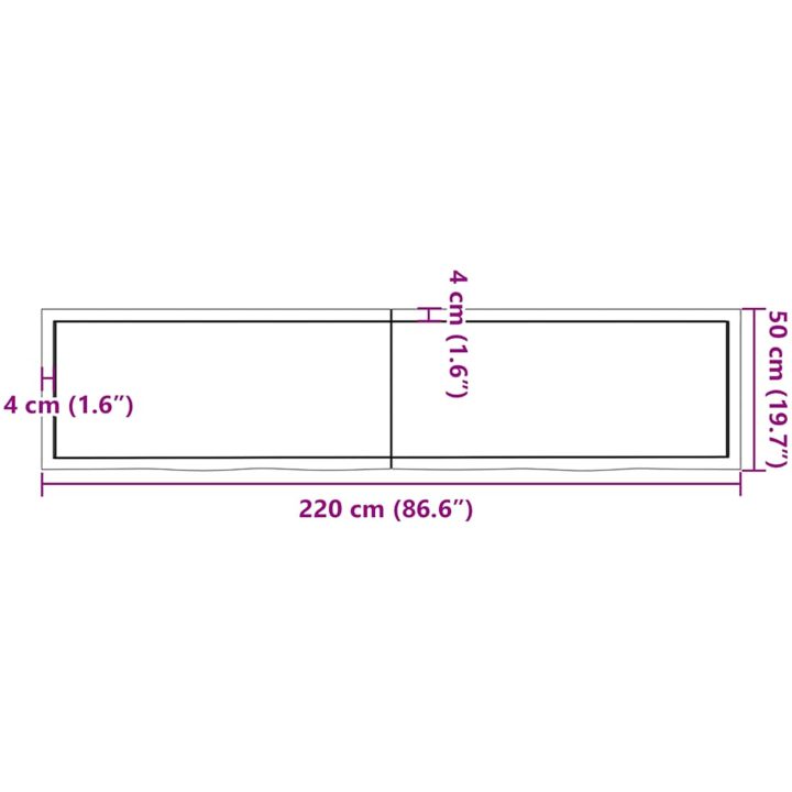 Bänkskiva badrum mörkbrun 220x50x(2-4) cm behandlat massivt trä vidaXL 220 x 50 x 4 cm – bild 11