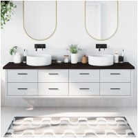 Bänkskiva badrum mörkbrun 220x50x(2-4) cm behandlat massivt trä vidaXL
