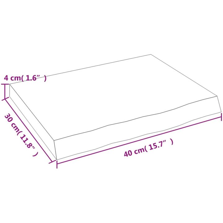 Bänkskiva badrum mörkbrun 40x30x(2-4) cm behandlat massivt trä vidaXL 40 x 30 x 4 cm – bild 8