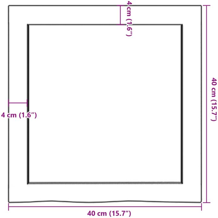 Bänkskiva badrum mörkbrun 40x40x(2-4) cm behandlat massivt trä vidaXL 40 x 40 x 4 cm – bild 9
