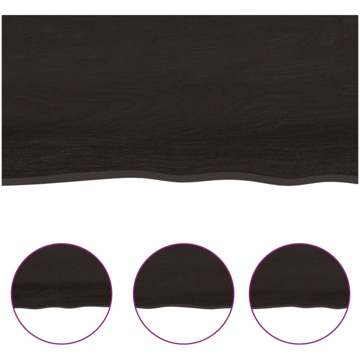 Bänkskiva badrum mörkbrun 40x60x(2-6) cm behandlat massivt trä vidaXL 40 x 60 x 6 cm – bild 5