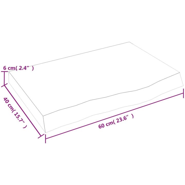 Bänkskiva badrum mörkbrun 60x40x(2-6) cm behandlat massivt trä vidaXL 60 x 40 x 6 cm – bild 8