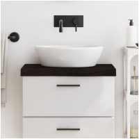 Bänkskiva badrum mörkbrun 60x40x(2-6) cm behandlat massivt trä vidaXL