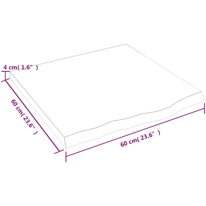 Bänkskiva badrum mörkbrun 60x60x(2-4) cm behandlat massivt trä vidaXL 60 x 60 x 4 cm – bild 8