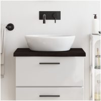 Bänkskiva badrum mörkbrun 60x60x(2-4) cm behandlat massivt trä vidaXL