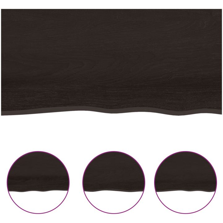 Bänkskiva badrum mörkbrun 60x60x(2-6) cm behandlat massivt trä vidaXL 60 x 60 x 6 cm – bild 5