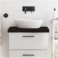 Bänkskiva badrum mörkbrun 60x60x(2-6) cm behandlat massivt trä vidaXL
