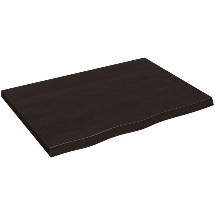 Bänkskiva badrum mörkbrun 80x60x(2-4) cm behandlat massivt trä vidaXL 80 x 60 x 4 cm – bild 2
