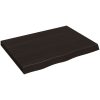 Bänkskiva badrum mörkbrun 80x60x(2-6) cm behandlat massivt trä vidaXL 80 x 60 x 6 cm – miniatyr 2