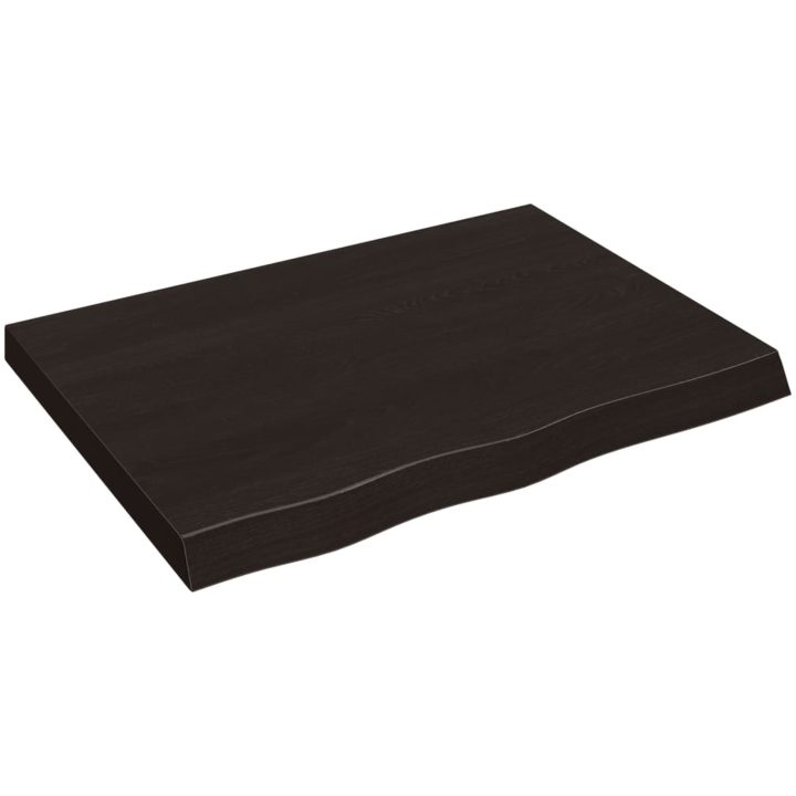Bänkskiva badrum mörkbrun 80x60x(2-6) cm behandlat massivt trä vidaXL 80 x 60 x 6 cm – bild 2