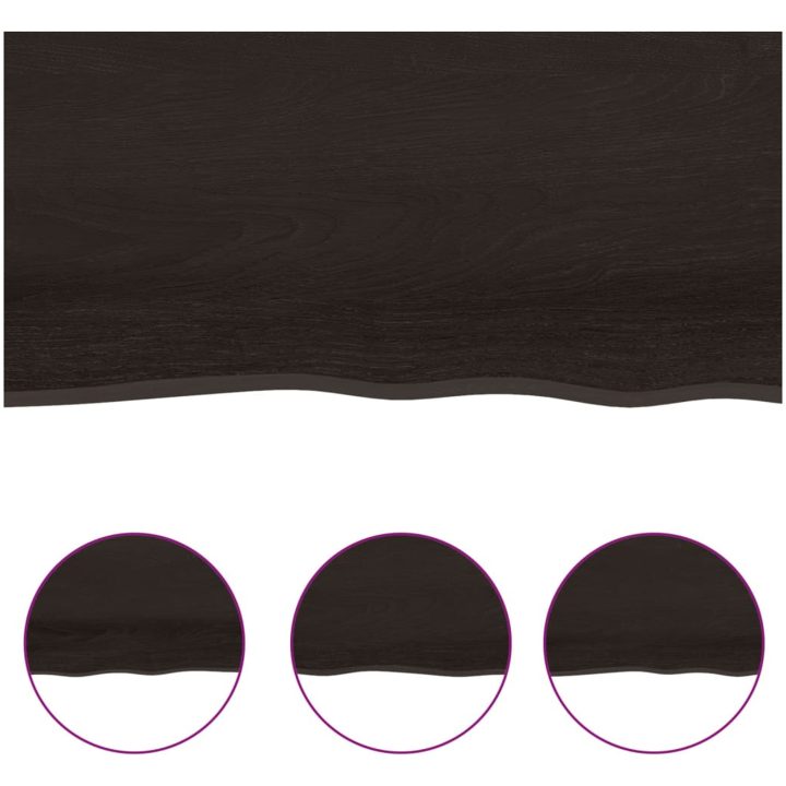 Bänkskiva badrum mörkbrun 80x60x(2-6) cm behandlat massivt trä vidaXL 80 x 60 x 6 cm – bild 5