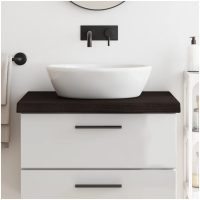 Bänkskiva badrum mörkbrun 80x60x(2-6) cm behandlat massivt trä vidaXL