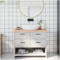 Bänkskiva för badrum 100x30x(2-4) cm obehandlat massivt trä vidaXL