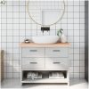 Bänkskiva för badrum 100x30x(2-6) cm obehandlat massivt trä vidaXL 100 x 30 x 6 cm – miniatyr 1