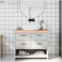 Bänkskiva för badrum 100x30x(2-6) cm obehandlat massivt trä vidaXL