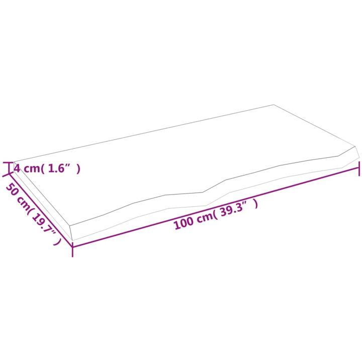 Bänkskiva för badrum 100x50x(2-4) cm obehandlat massivt trä vidaXL 100 x 50 x 4 cm – bild 8
