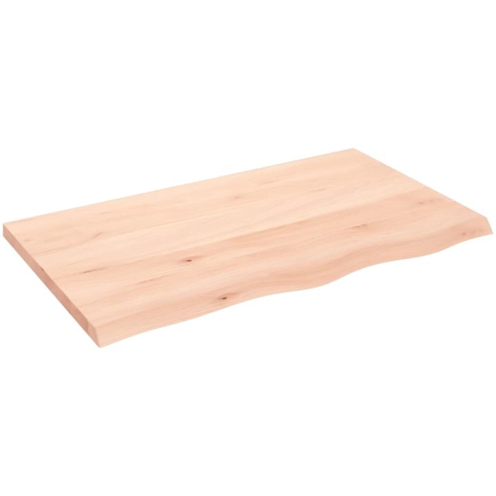 Bänkskiva för badrum 100x60x(2-4) cm obehandlat massivt trä vidaXL 100 x 60 x 4 cm – bild 2
